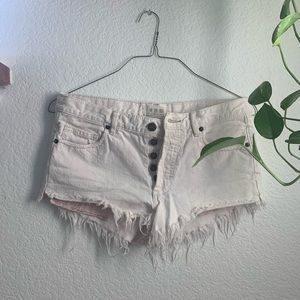 Free People white denim shorts